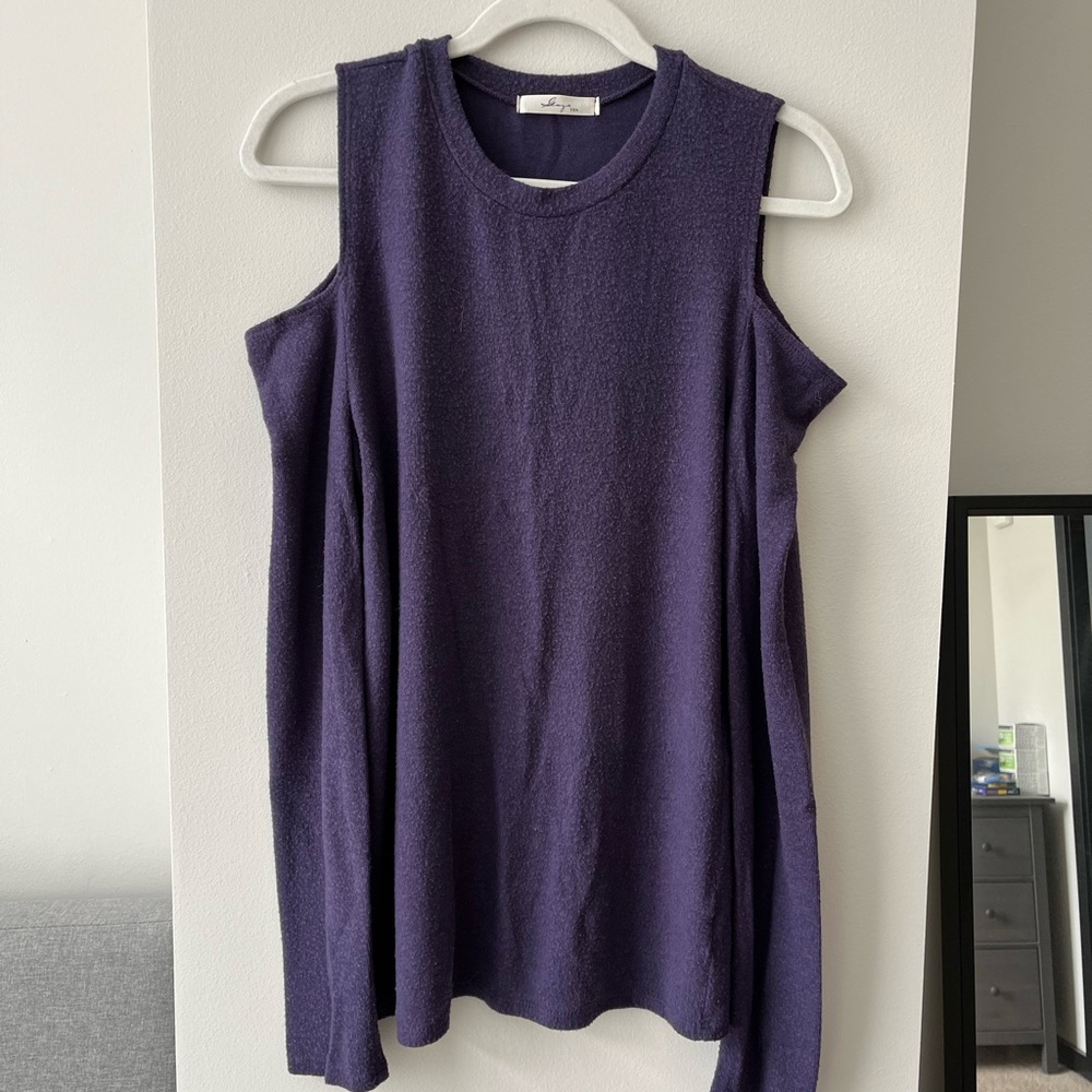 Gaze USA mock neck open cold shoulder sweater